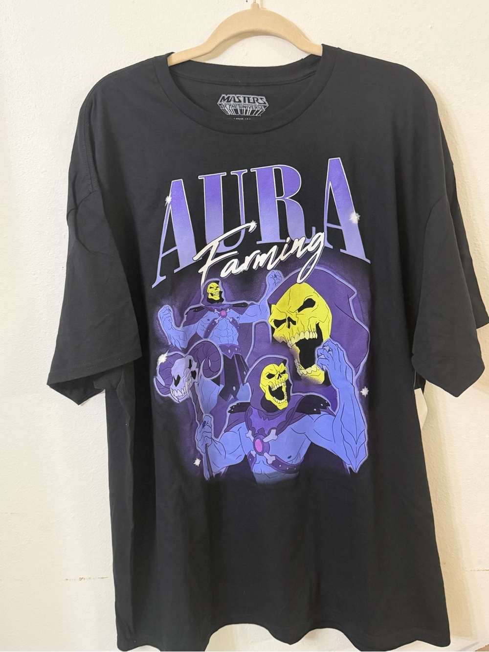 NWT Masters Black Tee with Purple and Yellow Aura Farming Graphic